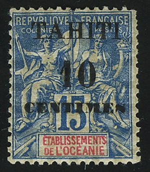 French Oceania Postage Stamps Surcharged & Overprinted "TAHITI"