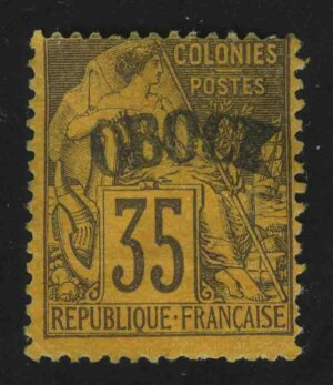 1892. Obock. Марка французских колоний с надпечаткой OBOCK. 35C