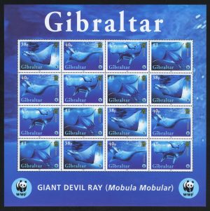 2006. Гибралтар. Лист "Глобальное сохранение -- скат Манта/Mobula mobular