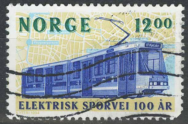 1994. Норвегия. Серия "100-летие электрических трамваев"