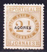 1885 Азорские острова. Газетная марка  с надпечаткой "Acores" мелким шрифтом [imp-14160] 7