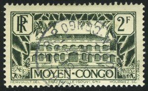 1933. Конго. Серия "Правительственное здание в Браззавиле"