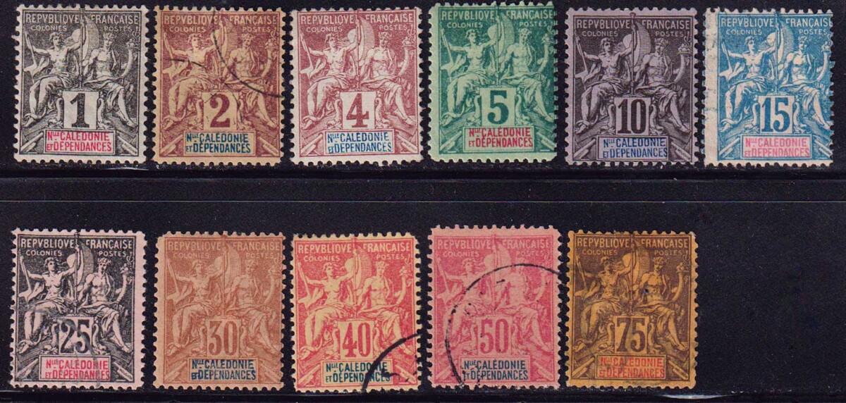 1892 Новая Каледония. Надпись: "NLLE CALÈDONIE et DEPENDANCES" - цветная бумага. [imp-14262] 1
