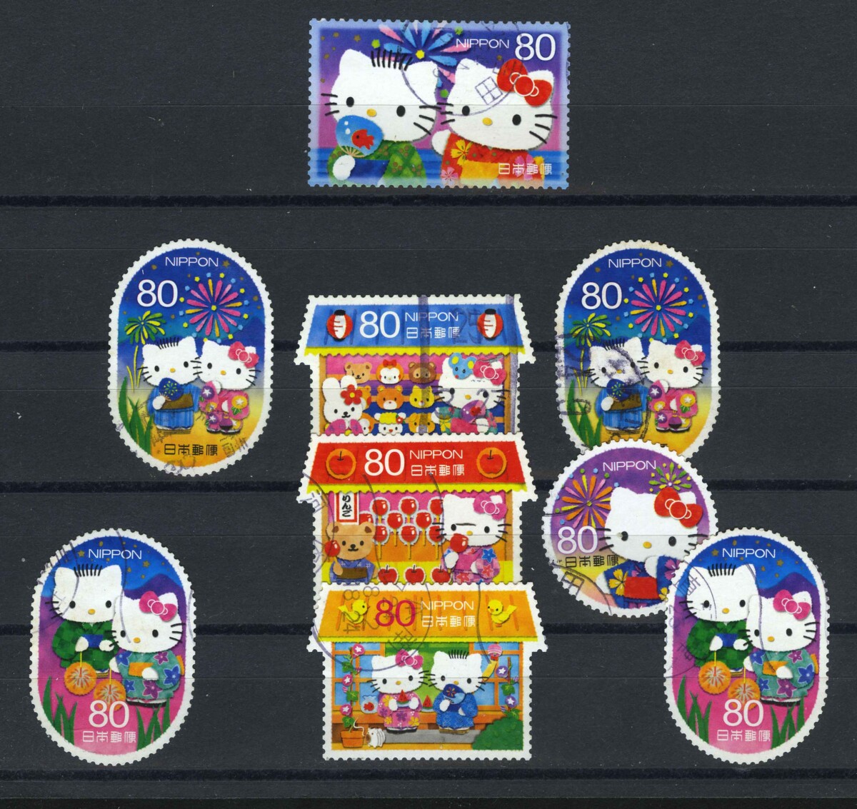 2012. Япония. Серия "Поздравления 2012 - Hello Kitty", 9/10, (•) [JP6045‑6052_1] 1