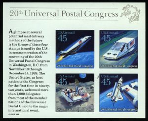 1989. США. Блок "20-й Всемирный почтовый конгресс. Космос, Выставка World Stamp Expo '89"