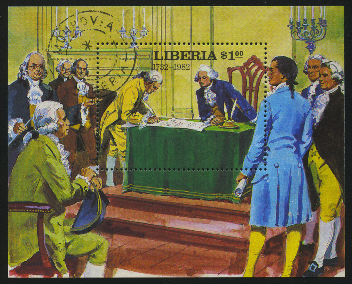 1982. Либерия. Блок "Президенты Соединенных Штатов Америки", 102 x 83 mm, (//), ** [LR1313] 1