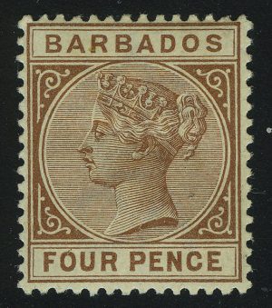 1882. Барбадос. Королева Виктория, 4P