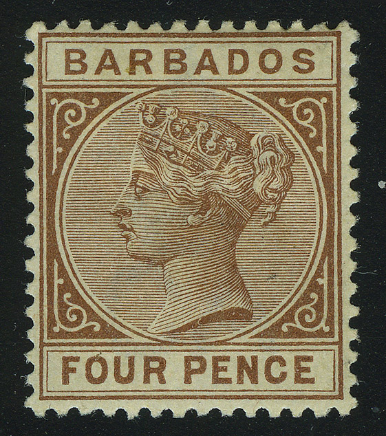 1882. Барбадос. Королева Виктория, 4P