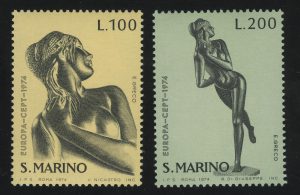 1974. Сан-Марино. Серия "Европа (C.E.P.T.) 1974 – Скульптуры"