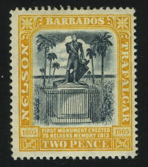 1907. Барбадос. Столетие Нельсона. Памятник Нельсону. 2P