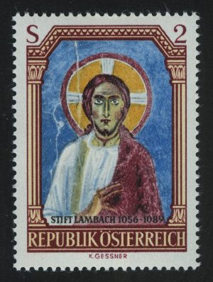1967. Австрия. Христос, фреска в аббатстве Ламбах (Ок. 1080)