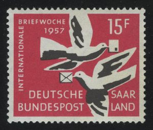 1957. ФРГ. Международная неделя письма, почтовые голуби