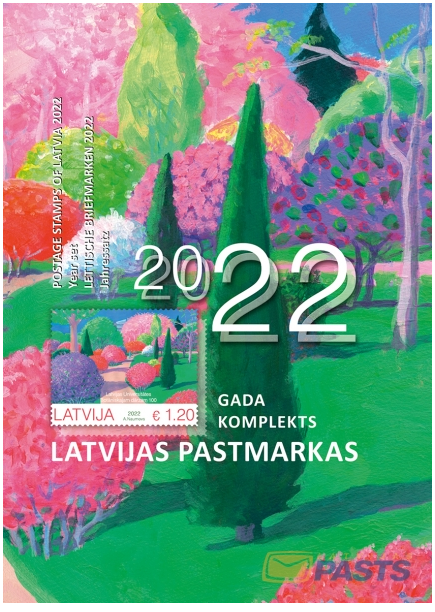 Почта Латвии представила годовой набор, в который вошли все марки, выпущенные в 2022, всего 25 выпусков