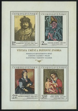 1973. Чехословакия. Блок "Художественная выставка и почтовая марка. Национальная галерея в Праге. Словацкая национальная галерея")