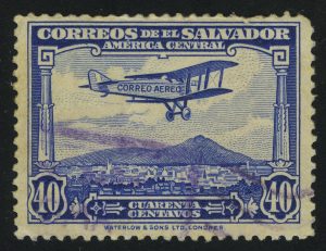 1930. Сальвадор. Авиапочта. Кертисс "Дженни" над Сан-Сальвадором