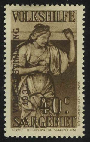 1934. Саар. Благотворительные марки. Статуя из церкви Саарбрюхена. 40C