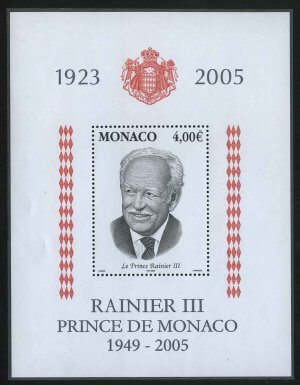 2005. Монако. Блок "Принц Монако Ренье III (1923-2005)"