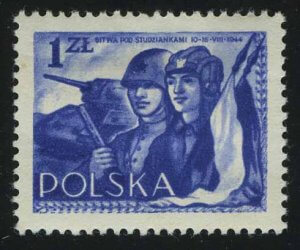1954. Польша. 10-я годовщина битвы при Студзянках. Солдат и знаменосец