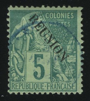 1891. Реюньон. Почтовые марки французских колоний с надпечаткой "REUNION". 5C
