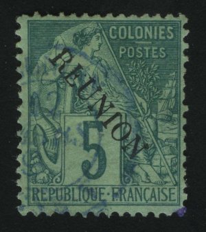 1891. Реюньон. Почтовые марки французских колоний с надпечаткой "REUNION". 5C