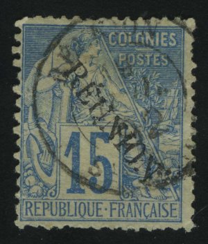 1891. Реюньон. Alphee Dubois. Почтовые марки французских колоний с надпечаткой "REUNION". 15C