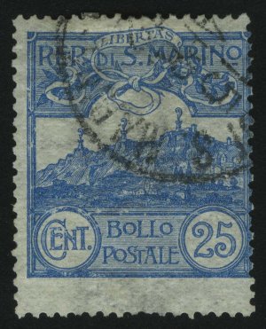 1903. Сан-Марино. Вензель и замки. Стандарт. 25C