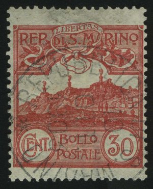 1903. Сан-Марино. Вензель и замки. Стандарт. 30C