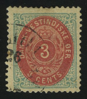 1873. Датская Вест-Индия. Датские почтовые марки - номинал в центах. 3cents