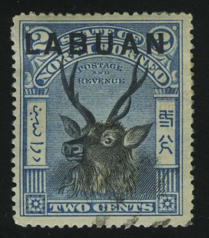 1897. Лабуан. Не выпущенные марки Северного Борнео с надпечаткой "LABUAN", Олень из Самбара