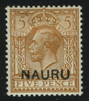 1916. Науру. Король Георг V. Надпечатка "NAURU". 5P