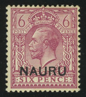1916. Науру. Король Георг V. Надпечатка "NAURU". 6P