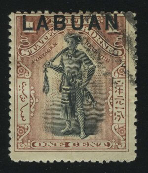 1894. Лабуан. Марки Северного Борнео с надпечаткой "LABUAN", Dyak Chieftain