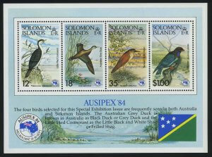 1984. Соломоновы острова. Блок "Международная выставка почтовых марок "Ausipex" - Мельбурн, Австралия - Птицы"