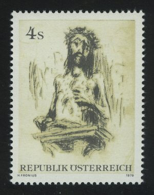 "Merciful Christ", dry-point etching by Hans Fronius