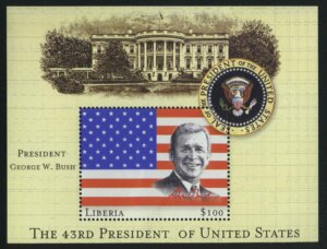 2000. Либерия. Блок "Президенты США. Буш"