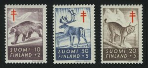 1957. Финляндия. "Росомаха, Евразийская рысь, Северный олень. Профилактика туберкулеза". Благотворительные