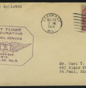1928. США. Конверт. "FIRST FLIGHT • Green Bay – Appleton"