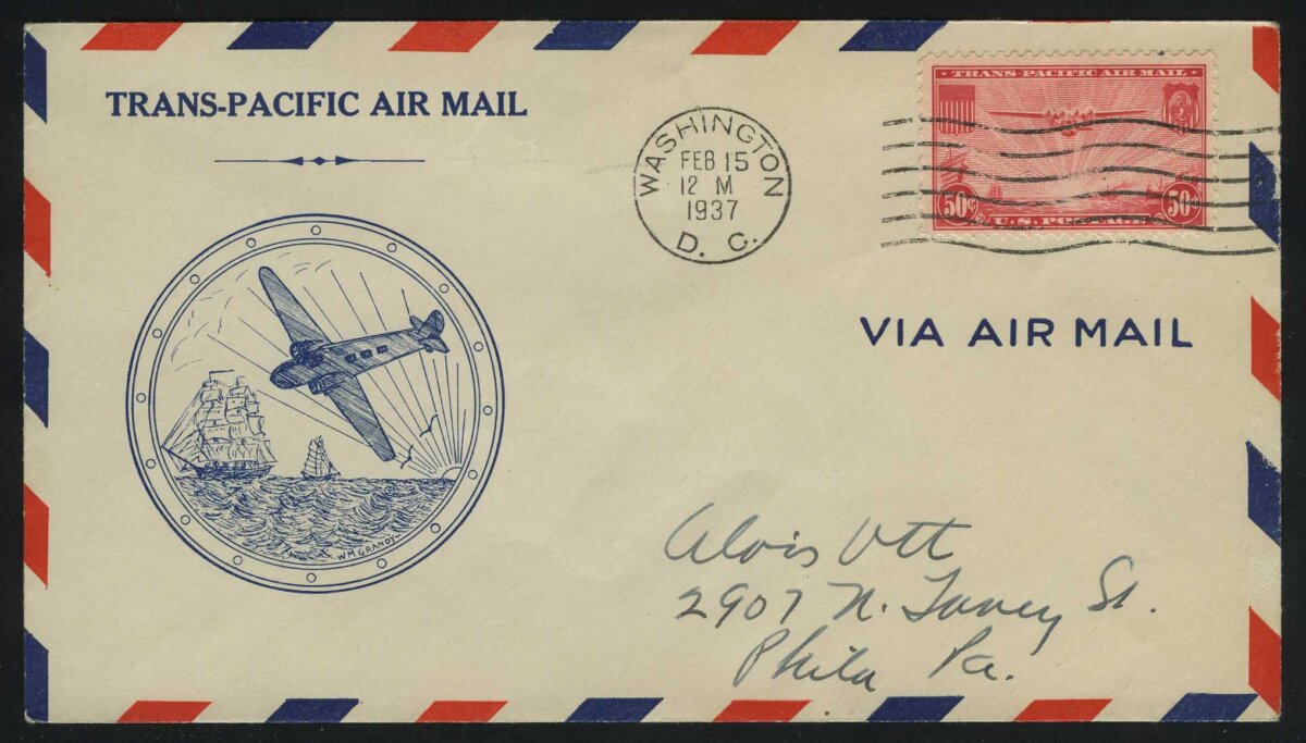 1937. США. Конверт. «Transpacific Air Mail • Washington»