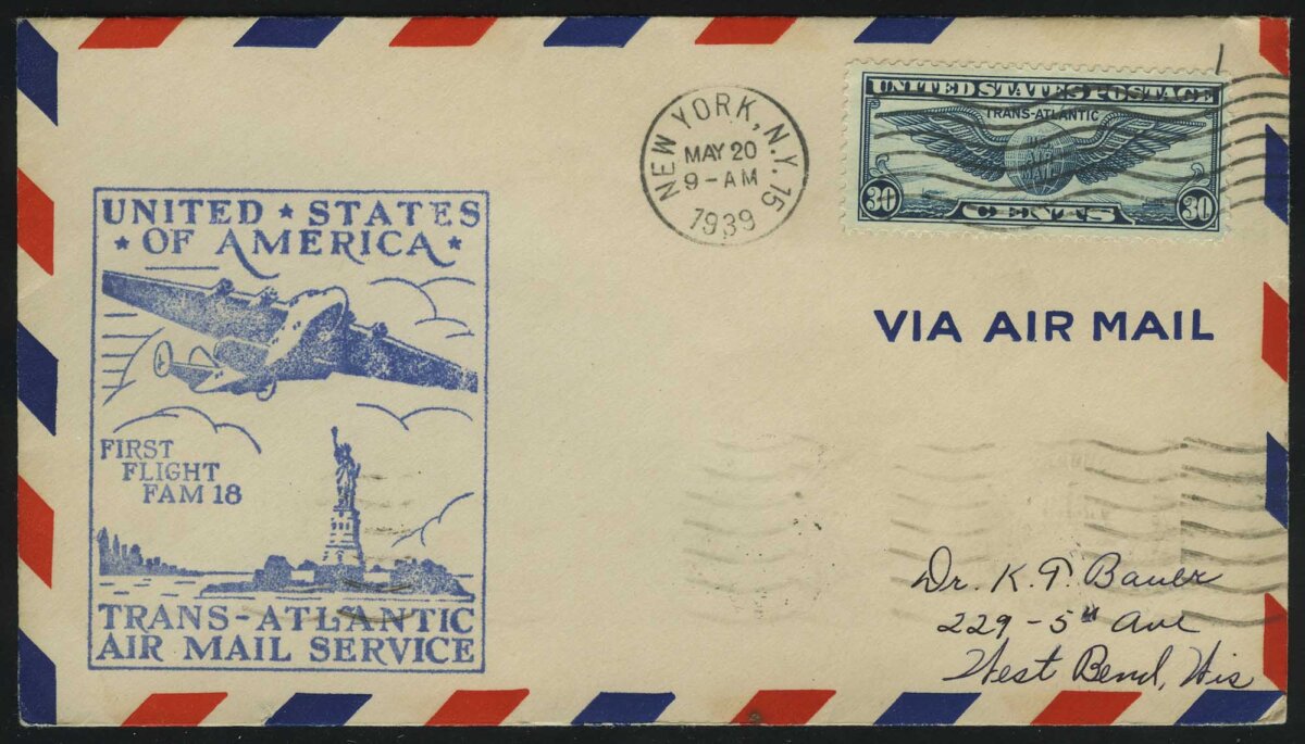 1939. США. Конверт. «Transpacific Air Mail • New York»
