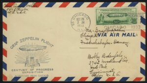 1933. США. Конверт. «Graf Zeppelin Flight • Chicago»