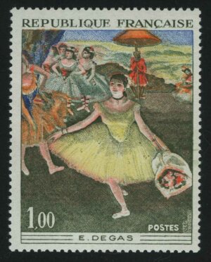 "Танцовщица, отдающая честь букетом" Эдгара Дега (1834-1917).