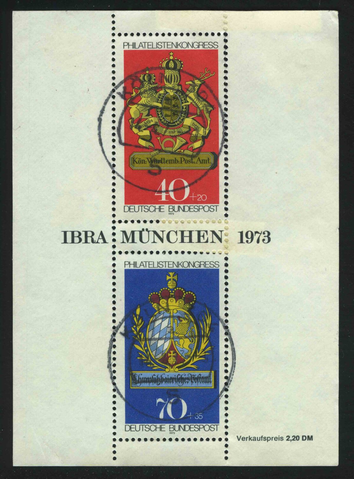 1973. ФРГ. Блок "Выставка марок IBRA в Мюнхене '73"