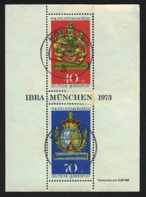 1973. ФРГ. Блок "Выставка марок IBRA в Мюнхене '73"
