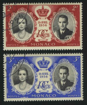 1956. Монако. Грейс Келли, принц Ренье III, корона и монограмма