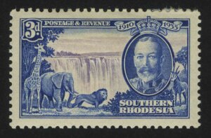 1935. Южная Родезия. "Король Георг V и водопад Виктория, 3 d"