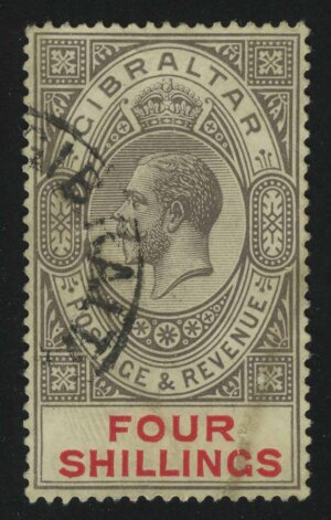 1912. Гибралтар. Портрет короля Георга V. 4Sh