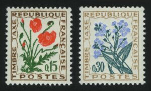 1964. Франция. Серия "Цветы". Доплатные марки