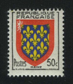 1954. Франция. Герб провинции - Мэн. 50 С