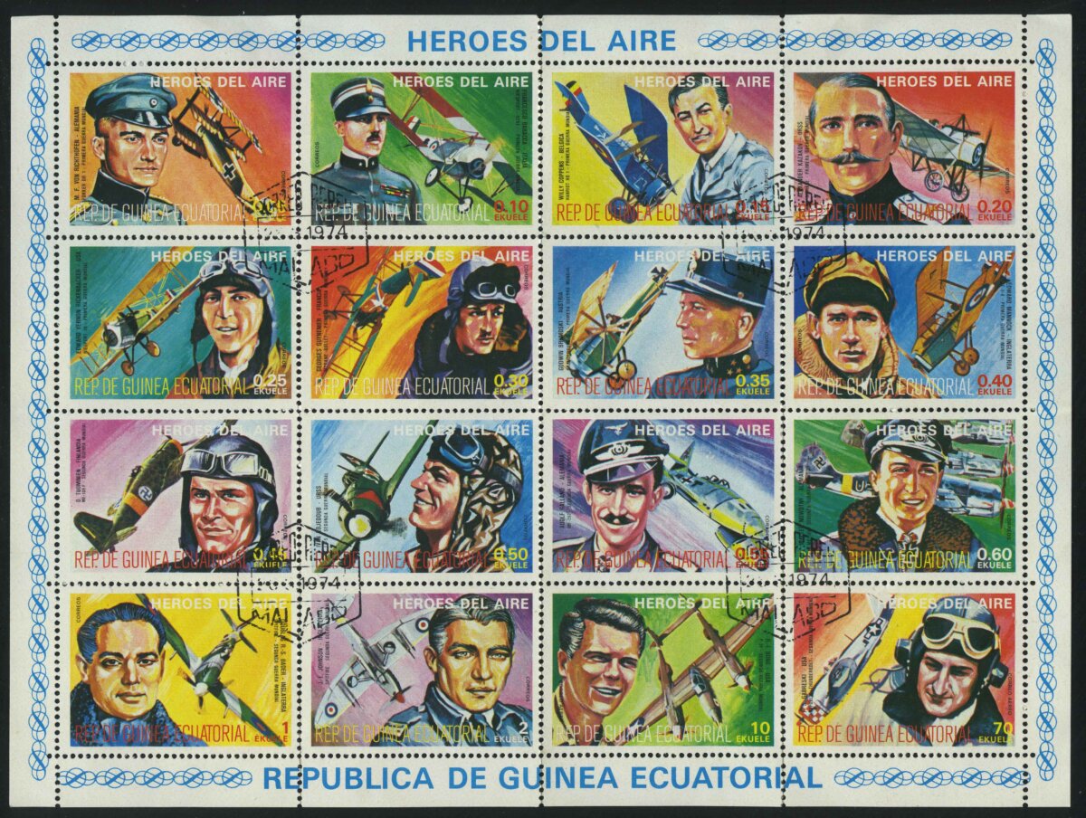 1977. Экваториальная Гвинея. Лист "Пилоты"