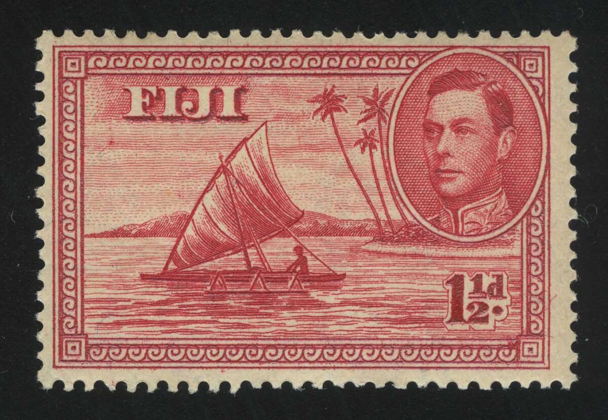 1938. Фиджи. Король Георг VI - местные мотивы. Камакуа (каноэ). 1½P